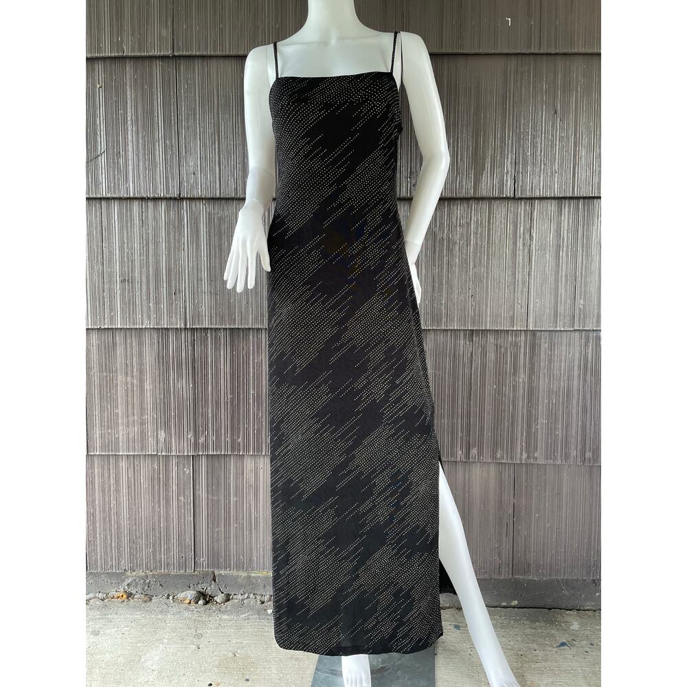 🔥VTG Y2K PS Per Seption Glitter Slip Maxi Formal Evening Feminine Party Dress M